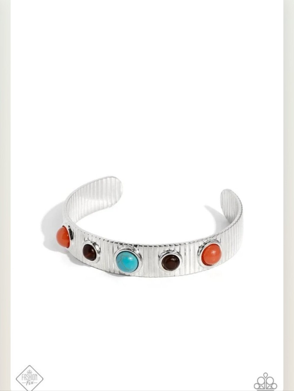 Dedicated Desertscape Silver Cuff Bracelet with Blue and Orange Accents
